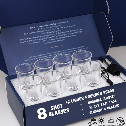 1.5 Oz Shot Glasses Set Of 8 With Heavy Base Shot Glass Set - Clear - A&A Wonders