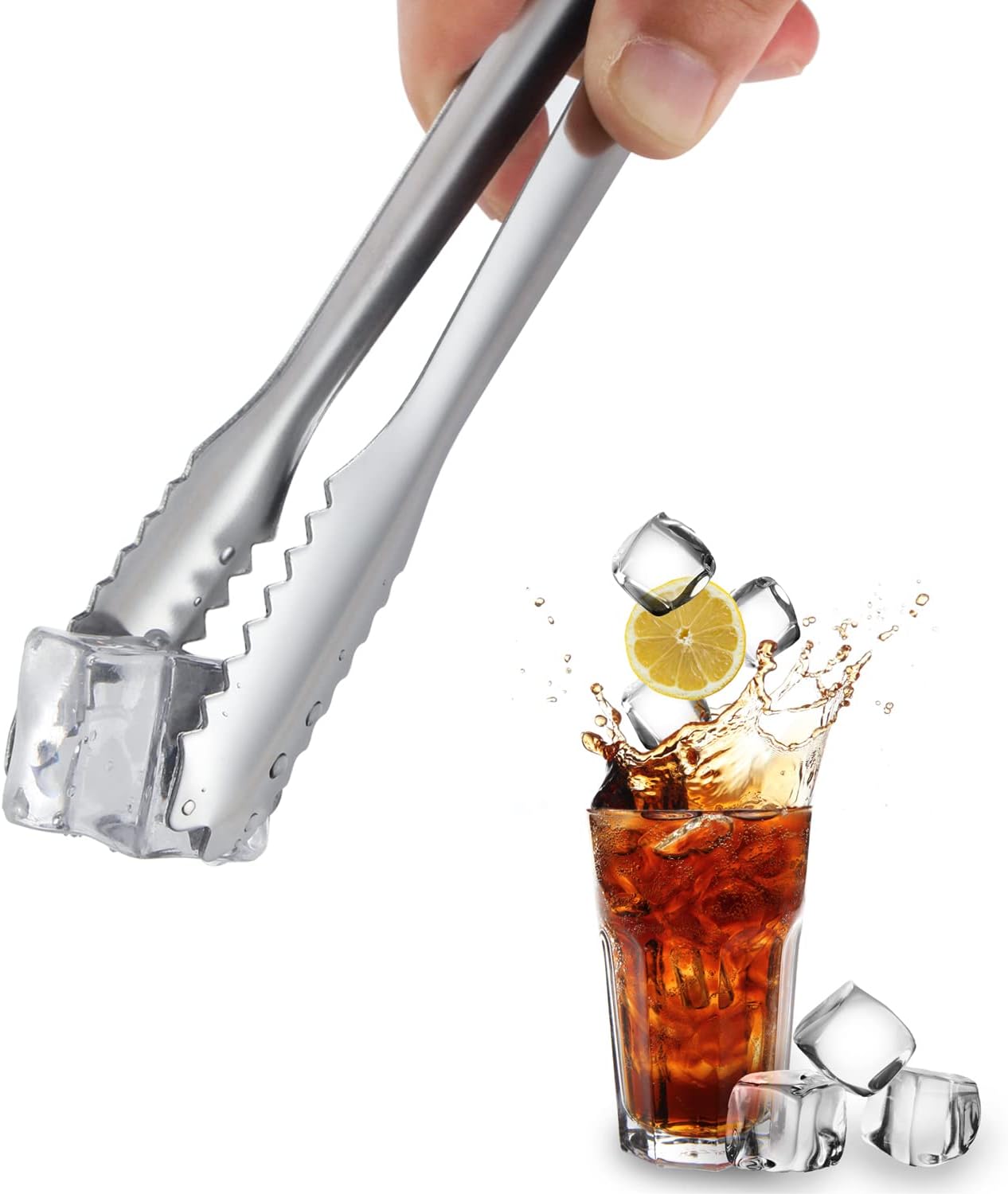 True Stainless Steel Ice Bucket with Tongs, Double Walled Insulated Bar Essential with Built-in
