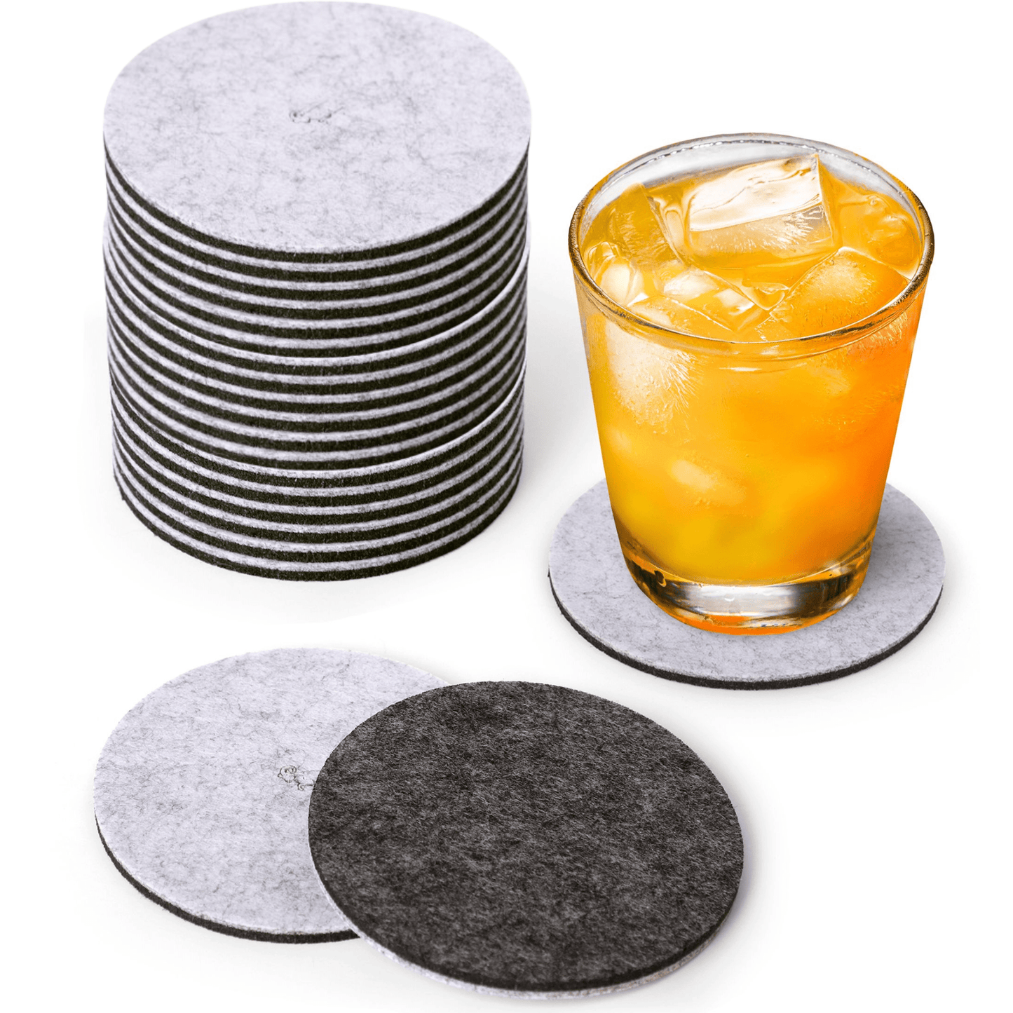Premium Felt Coasters for Drink Set of 18 Pcs - (Round) - A&A Wonders