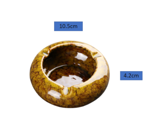Round Glossy Ceramic Ashtrays + Flameless Lighter (BROWNISH) - HomeWondersUSA