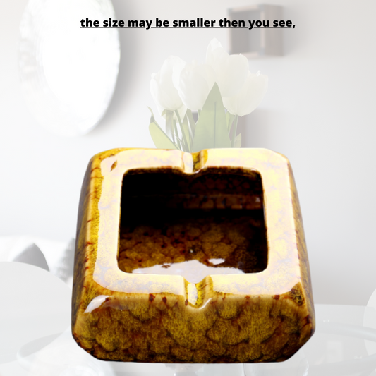 Square Glossy Ceramic Ashtray + Flameless Lighter (BROWNISH) - HomeWondersUSA