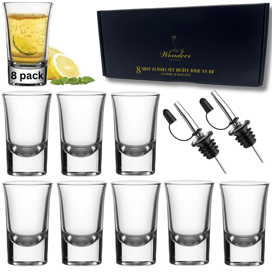 1.5 Oz Shot Glasses Set Of 8 With Heavy Base Shot Glass Set - Clear - A&A Wonders