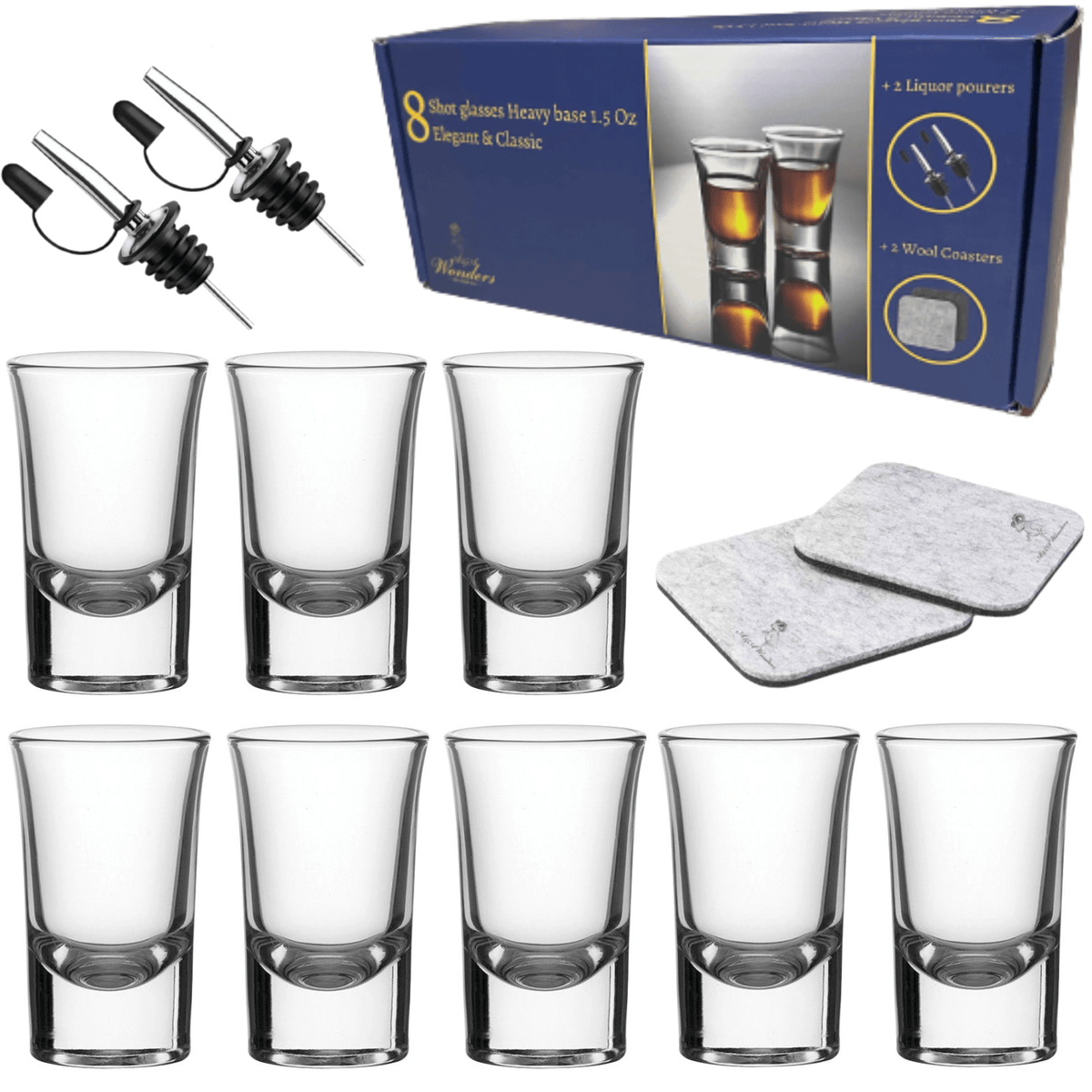 1.5 Oz Shot Glasses Set Of 8 With Heavy Base Shot Glass Set - Clear - A&A Wonders