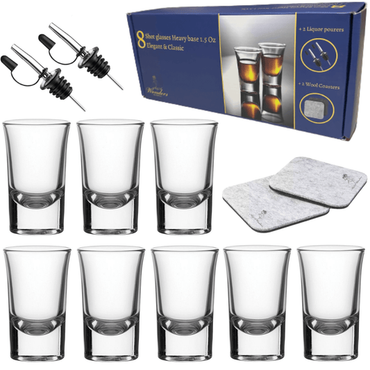 1.5 Oz Shot Glasses Set Of 8 With Heavy Base Shot Glass Set - Clear - A&A Wonders