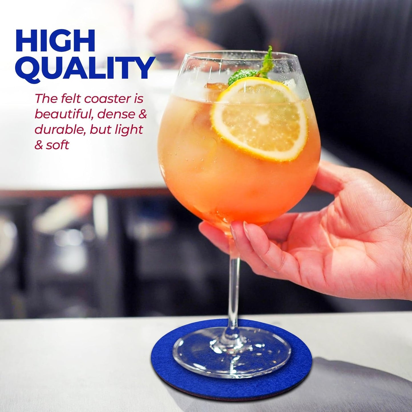 Premium Felt Coasters for Drink, by AA Wonders (Wine Red/Royal Blue) - A&A Wonders