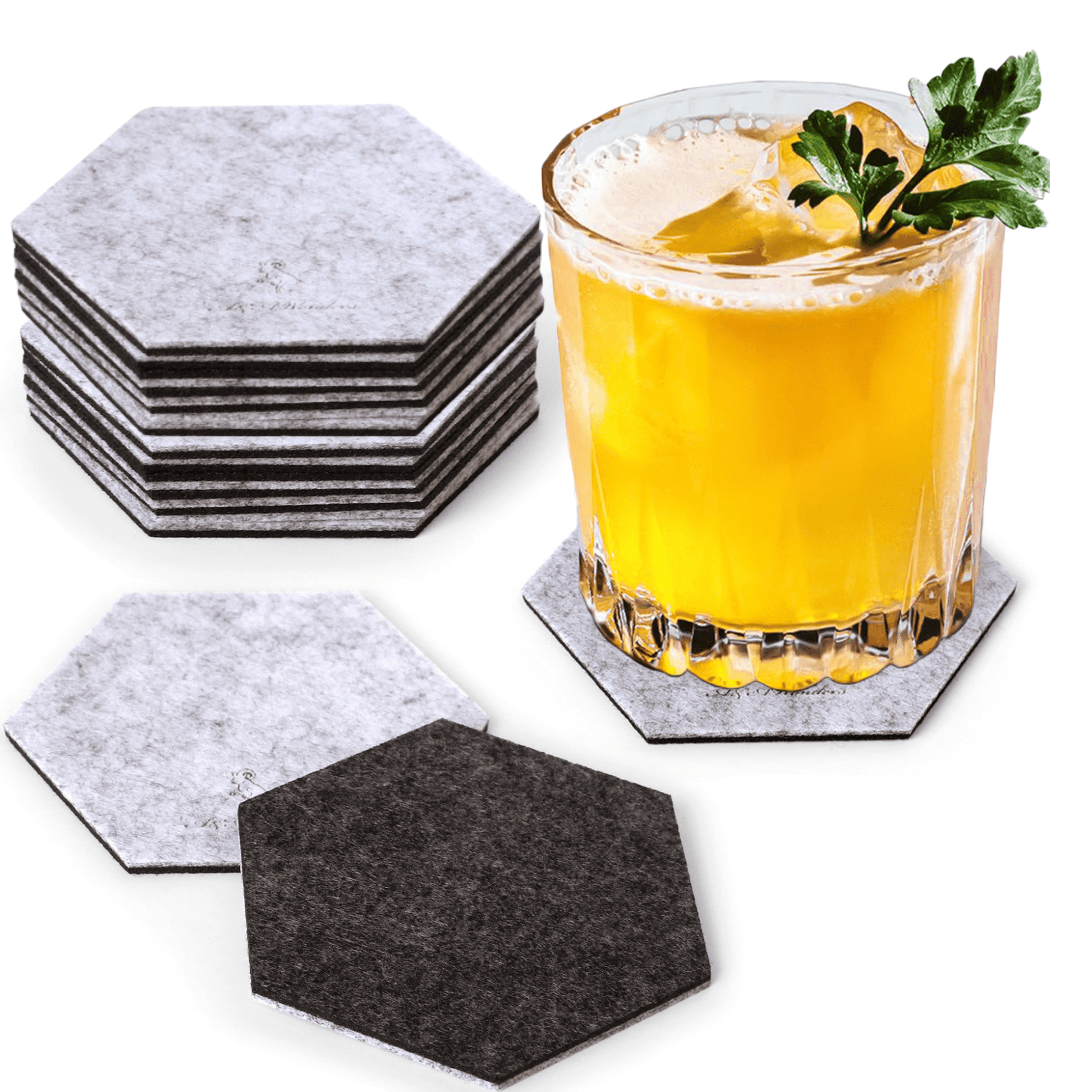 Premium Felt Coasters for Drink Set of 18 Pcs - (hexagon) - A&A Wonders