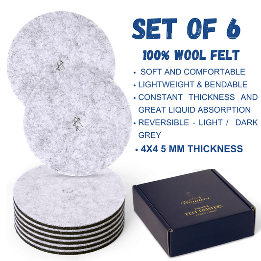 Premium Felt Coasters for Drink Set of 18 Pcs - (Round) - A&A Wonders