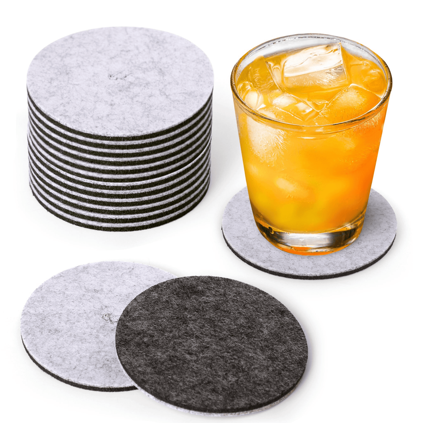 Premium Felt Coasters for Drink Set of 18 Pcs - (Round) - A&A Wonders