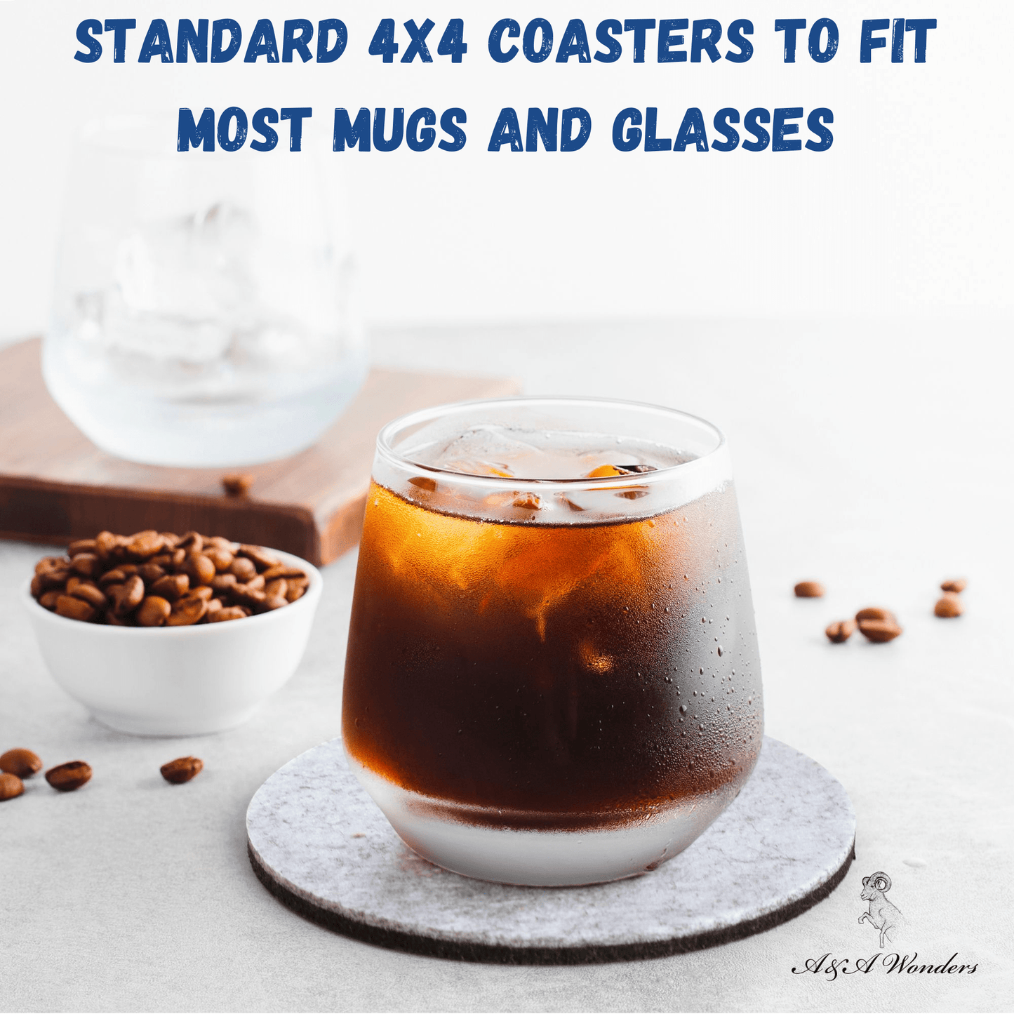 Premium Felt Coasters for Drink Set of 18 Pcs - (Round) - A&A Wonders