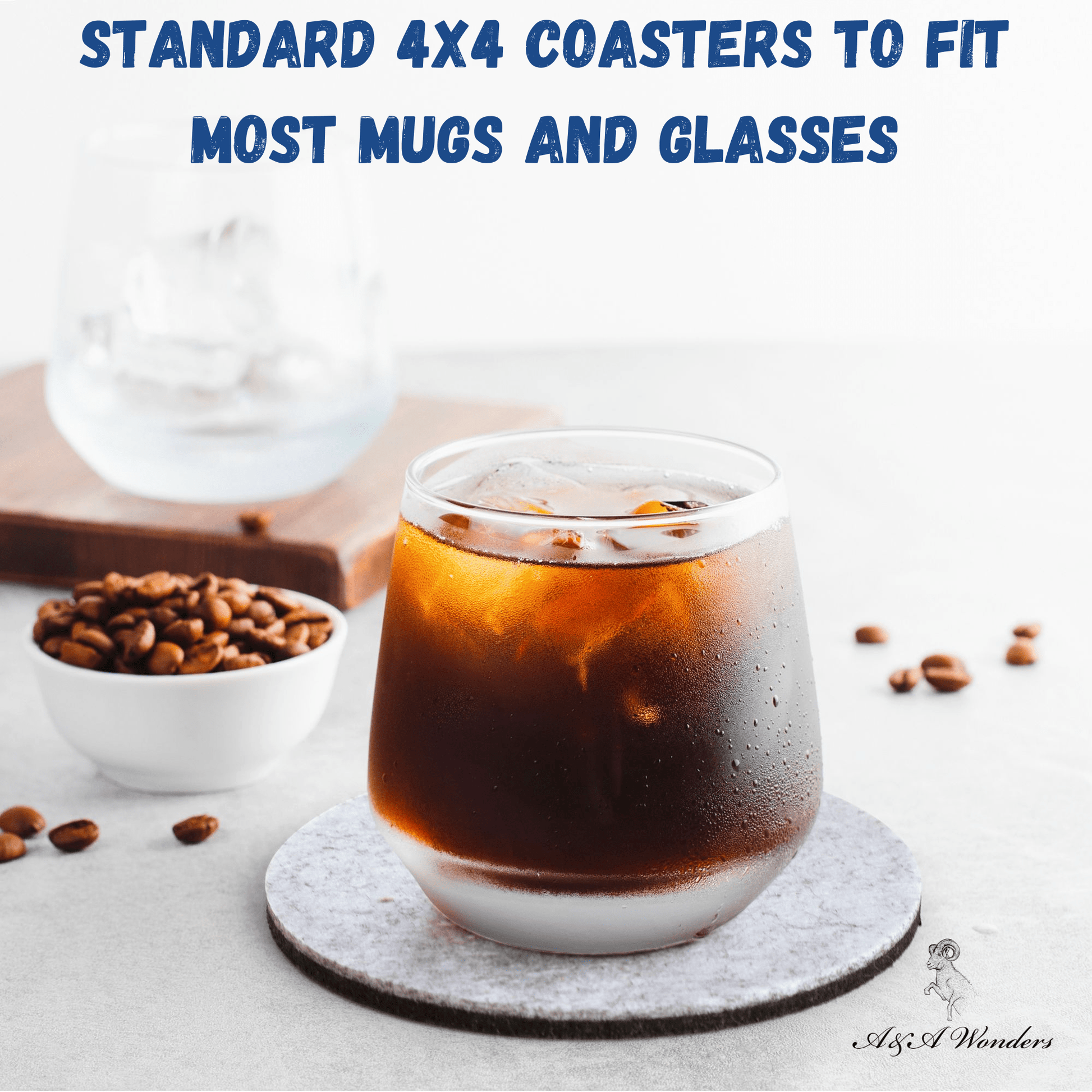 Premium Felt Coasters for Drink Set of 18 Pcs - (Round) - A&A Wonders