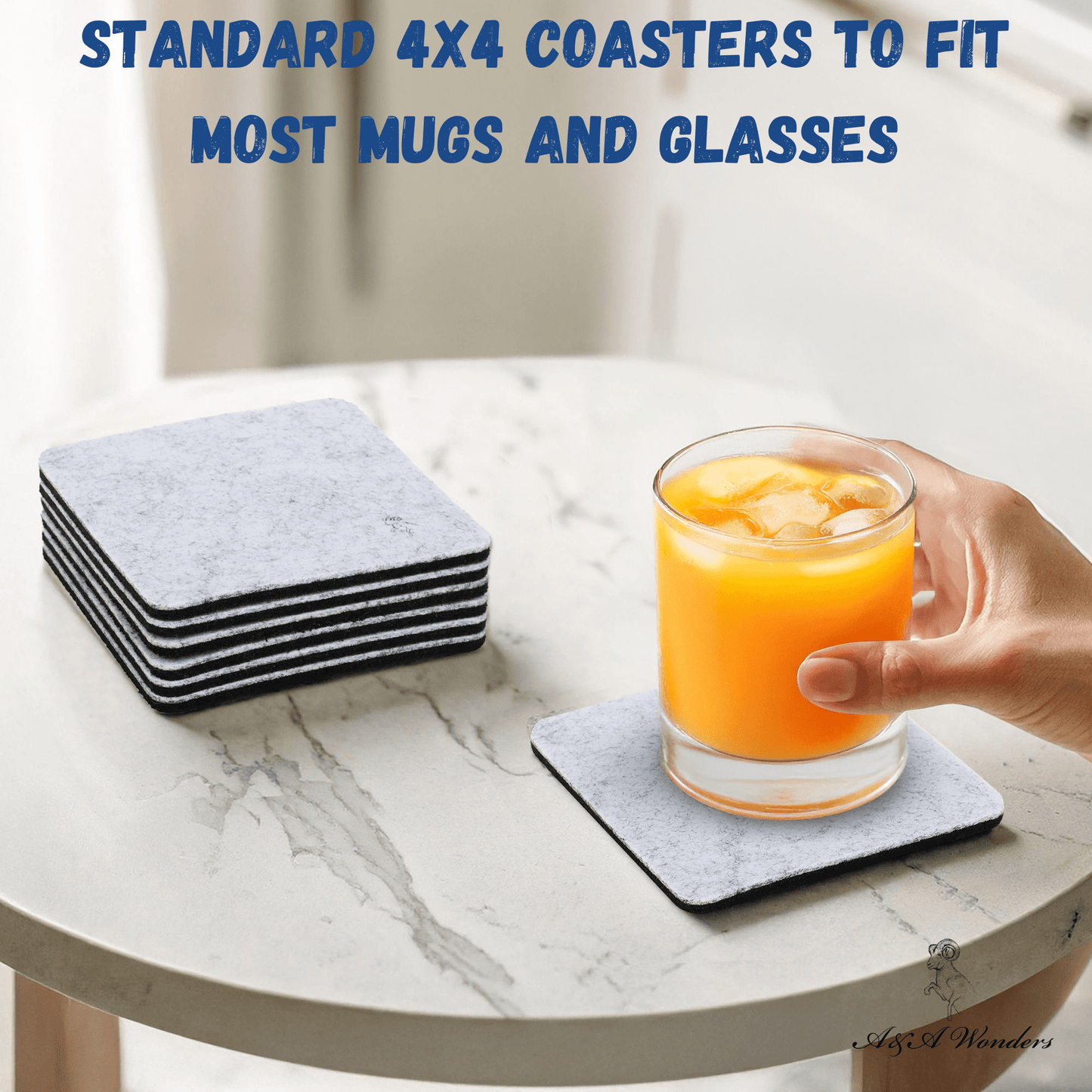 Premium Felt Coasters for Drink Set of 18 Pcs - (square) - A&A Wonders