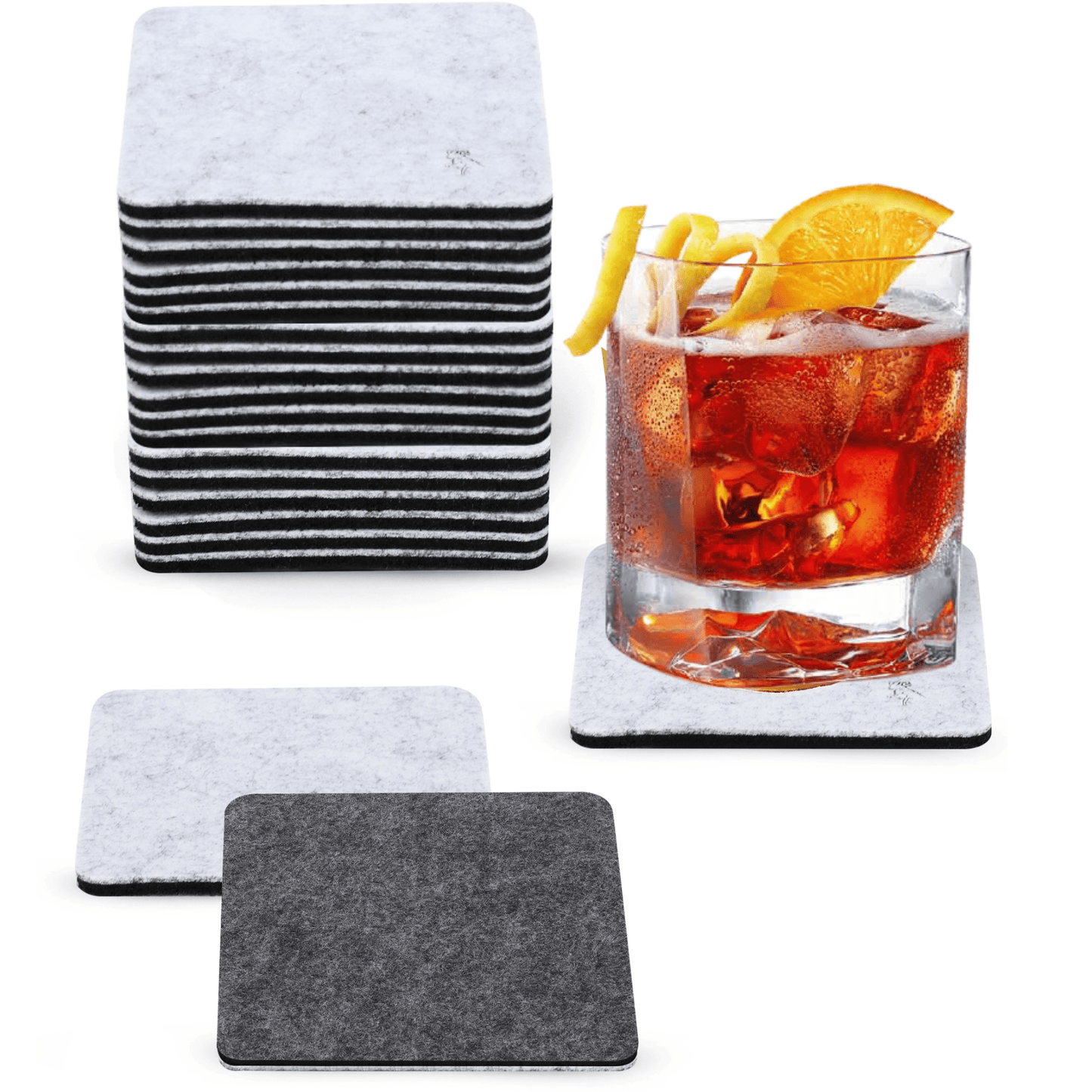 Premium Felt Coasters for Drink Set of 18 Pcs - (square) - A&A Wonders