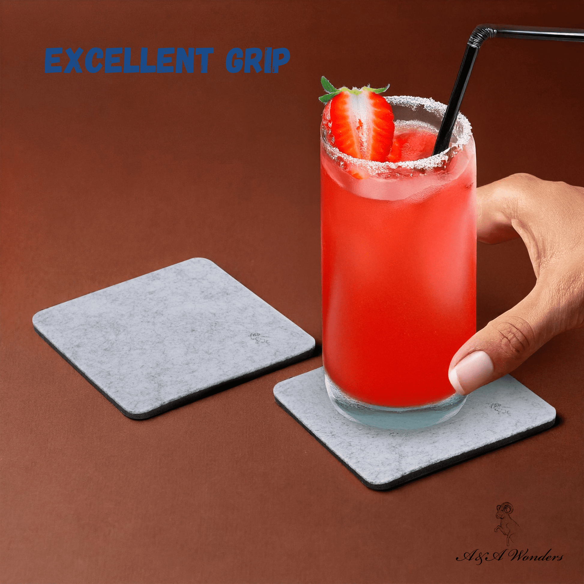 Premium Felt Coasters for Drink Set of 18 Pcs - (square) - A&A Wonders