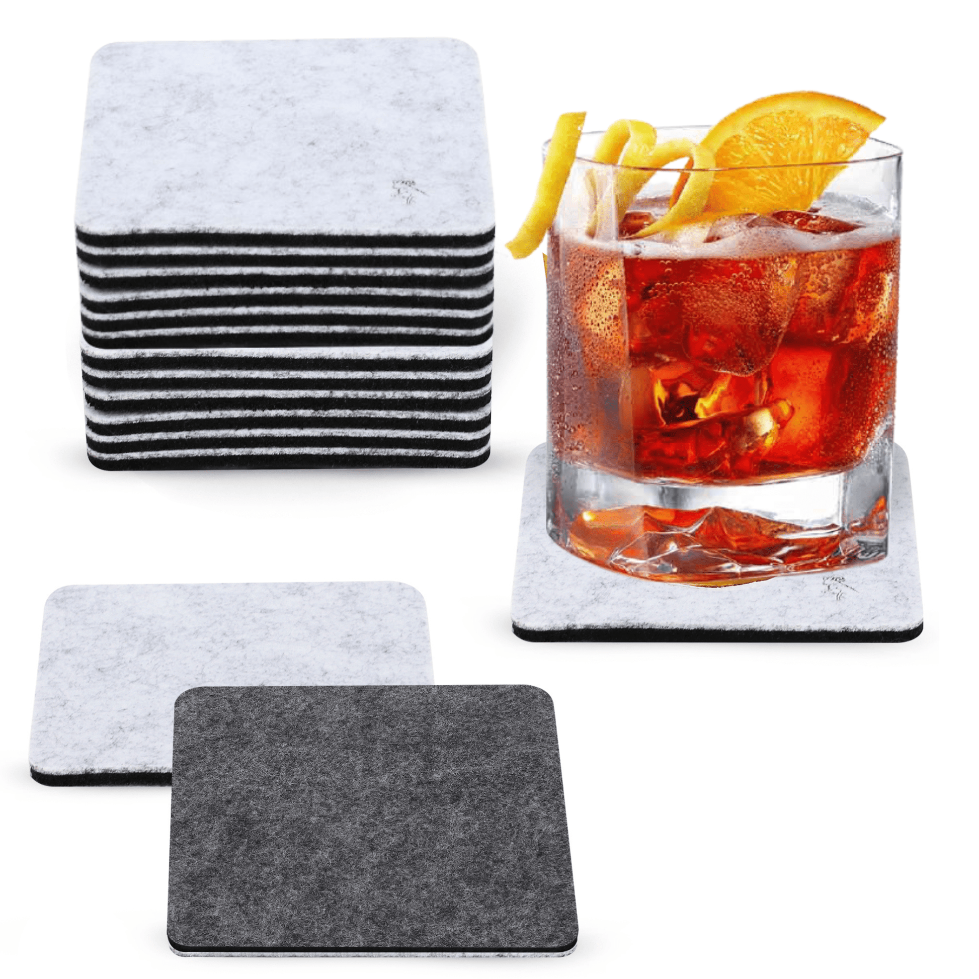 Premium Felt Coasters for Drink Set of 18 Pcs - (square) - A&A Wonders