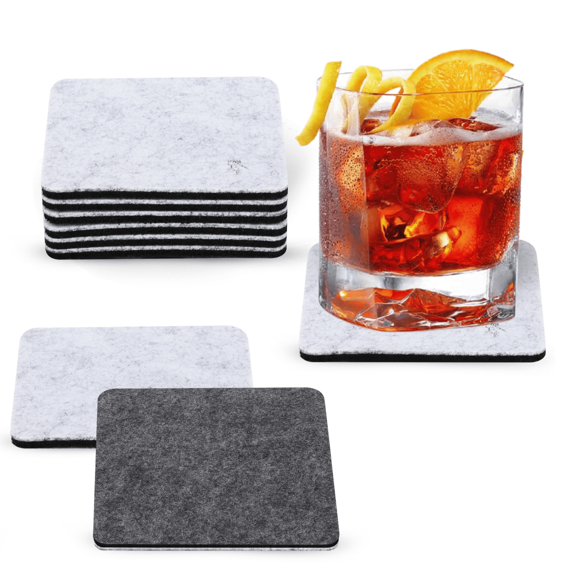 Premium Felt Coasters for Drink Set of 18 Pcs - (square) - A&A Wonders