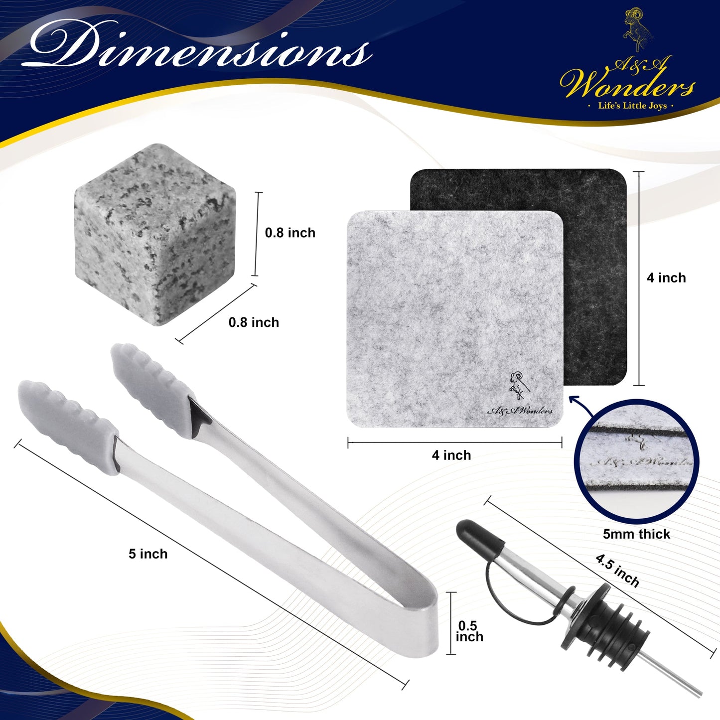 Premium Whiskey Stones 100% Natural Granite Set Of 9 Chilling Rocks Stone - A&A Wonders