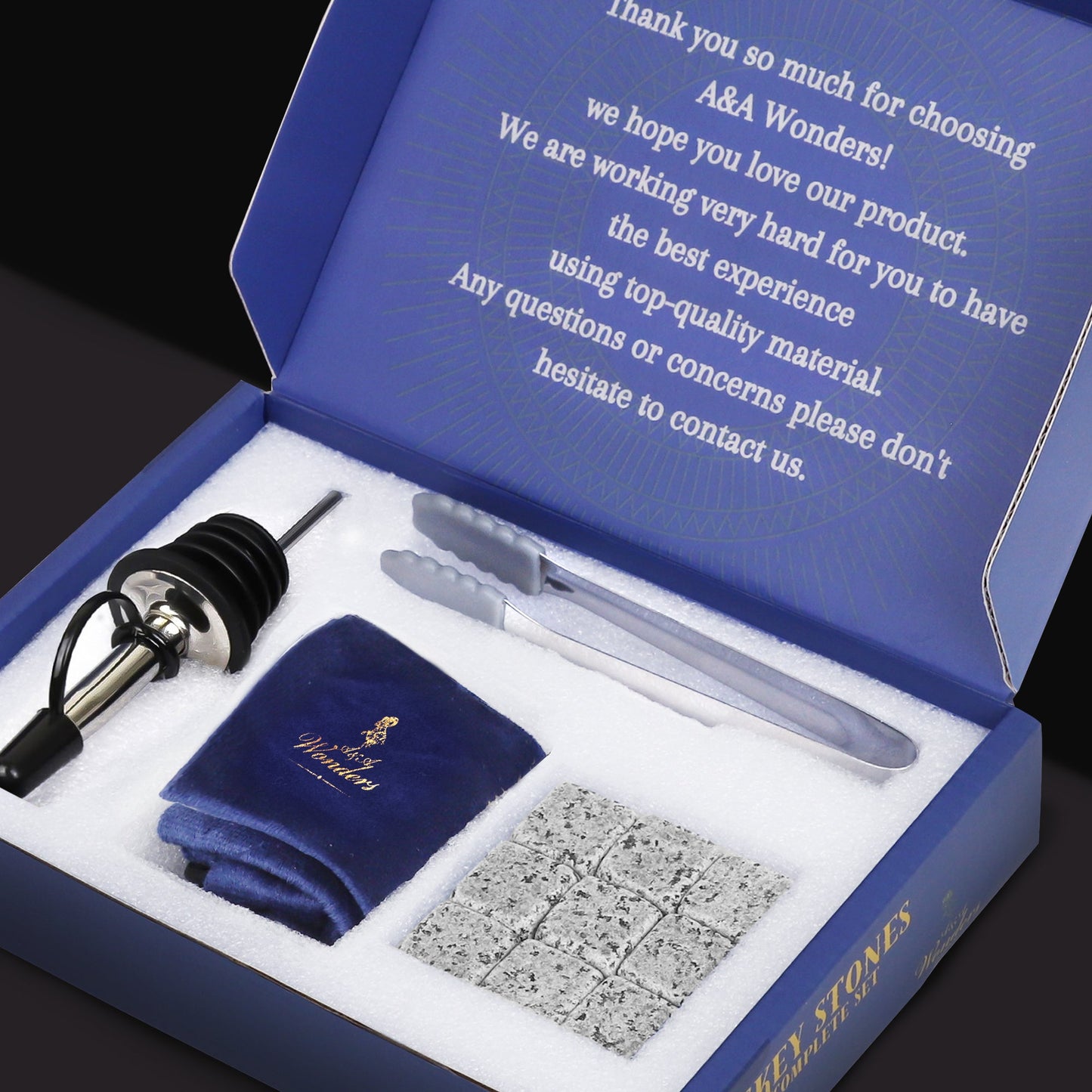 Premium Whiskey Stones 100% Natural Granite Set Of 9 Chilling Rocks Stone - A&A Wonders