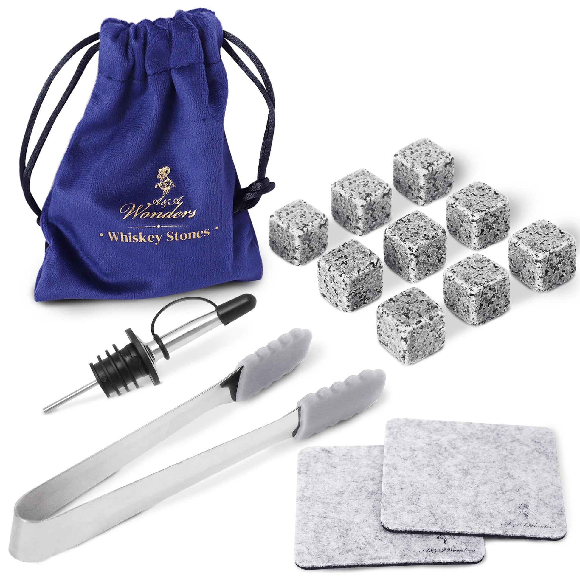 Premium Whiskey Stones 100% Natural Granite Set Of 9 Chilling Rocks Stone - A&A Wonders