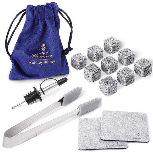 Premium Whiskey Stones 100% Natural Granite Set Of 9 Chilling Rocks Stone - A&A Wonders