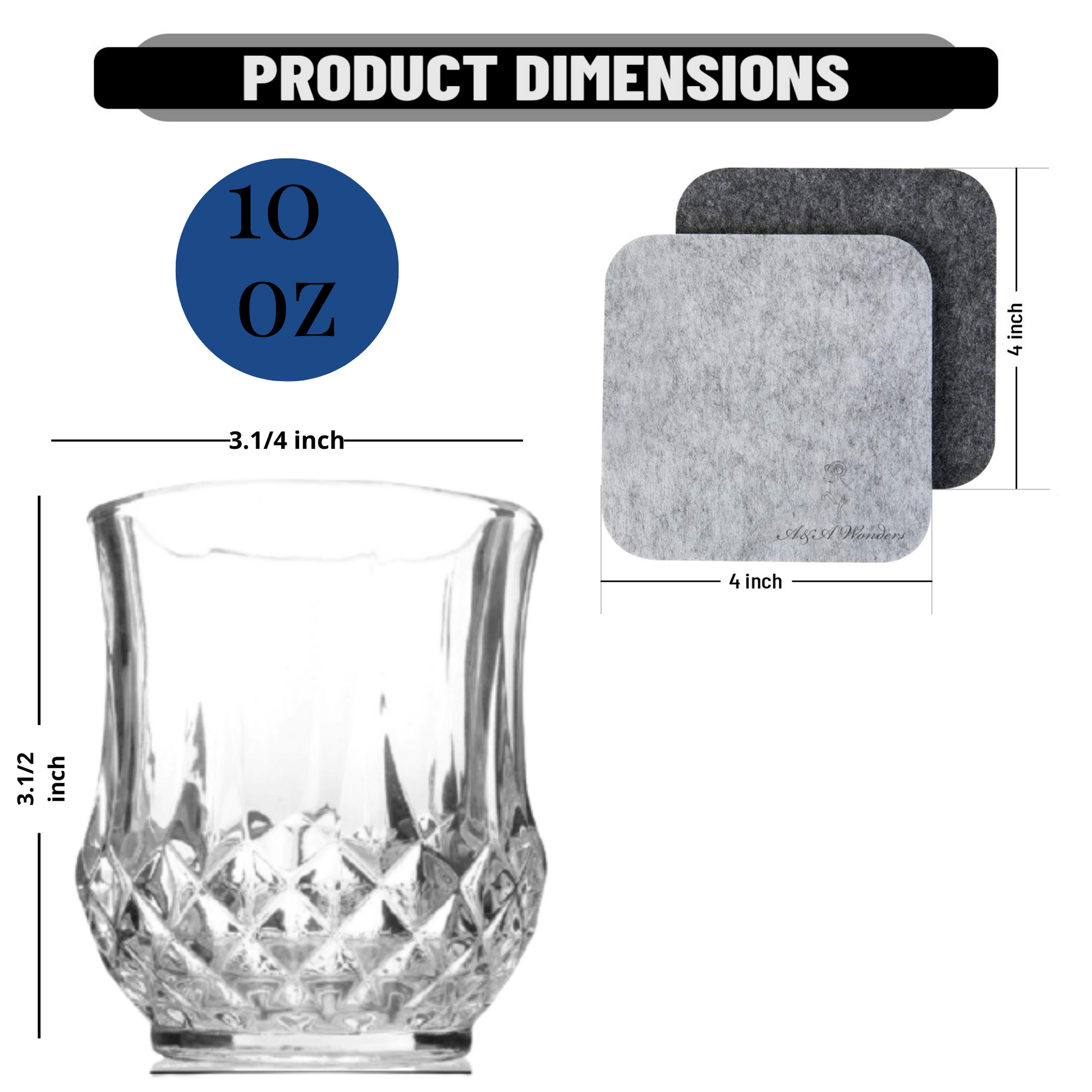 Whiskey Glasses Set with Gift Box, 10 Oz Old Fashioned Glass