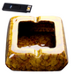 Square Glossy Ceramic Ashtray + Flameless Lighter (BROWNISH) - HomeWondersUSA