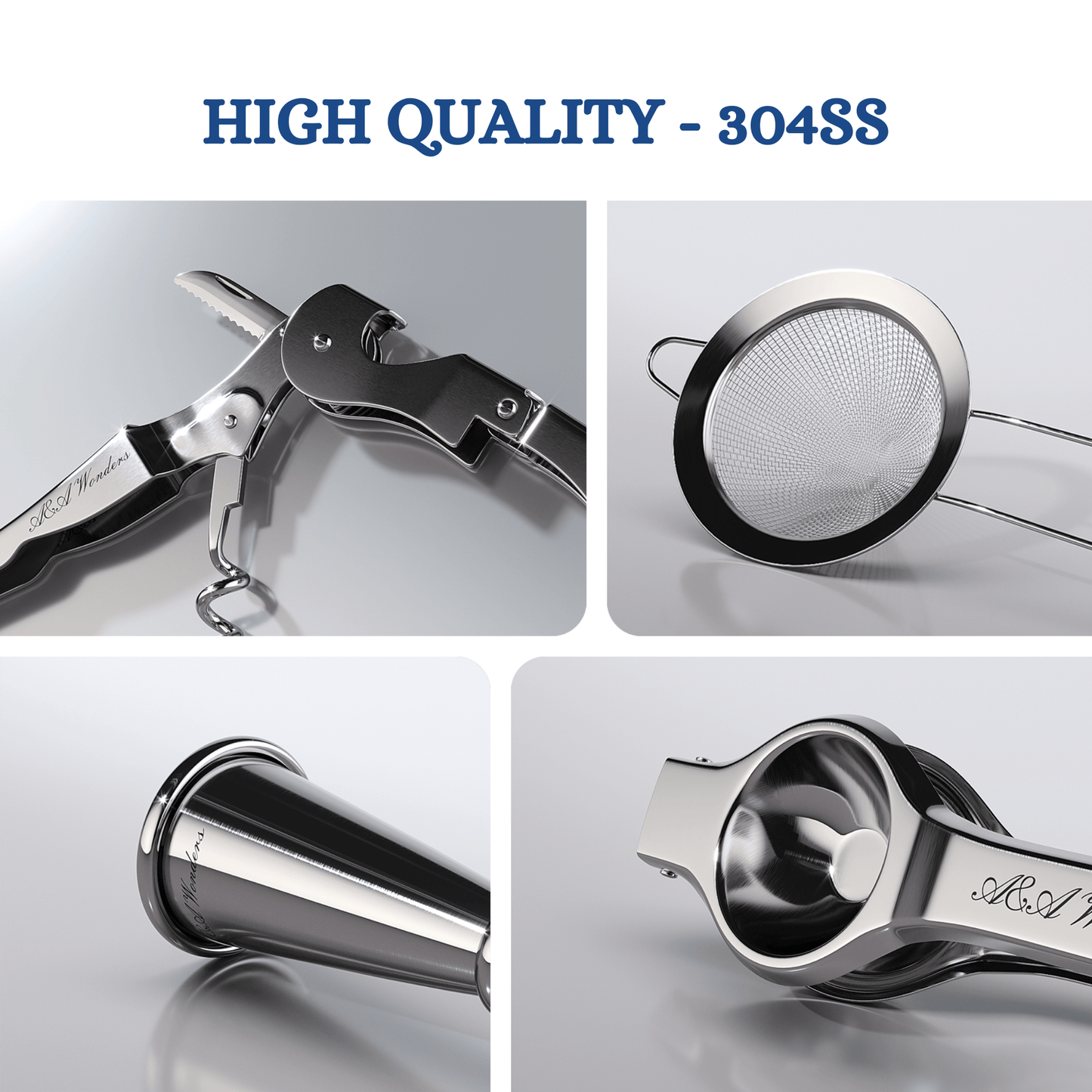 A&A Wonders Complete Cocktail Shaker Set - 13 - Piece Bartender Kit - A&A Wonders