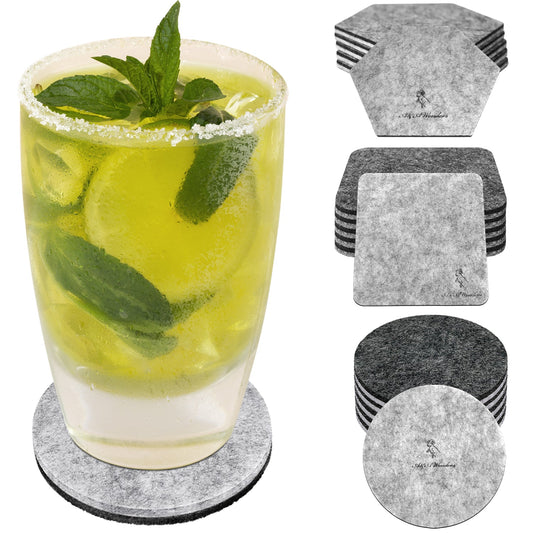 Premium Felt Coasters for Drink Set of 18 Pcs - (square/circle/hexagon) - A&A Wonders