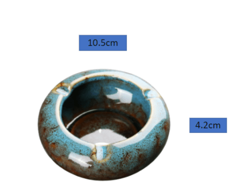 Round Glossy Ceramic Ashtrays + Flameless Lighter (BLUISH) - A&A Wonders