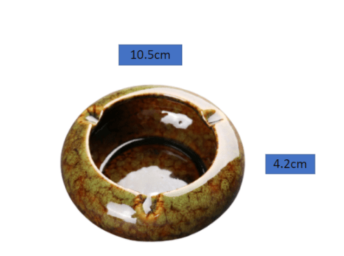 Round Glossy Ceramic Ashtrays + Flameless Lighter (GREENISH) - A&A Wonders