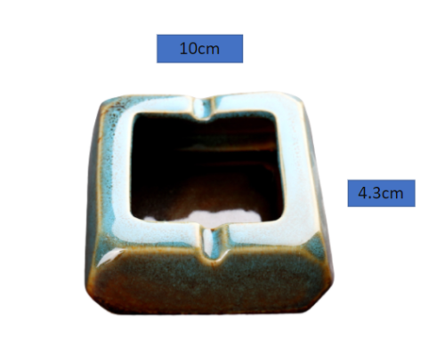 Square Glossy Ceramic Ashtray + Flameless Lighter (BLUISH) - HomeWondersUSA