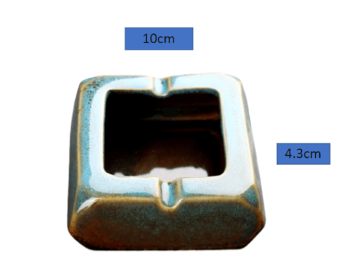 Square Glossy Ceramic Ashtray + Flameless Lighter (BLUISH) - A&A Wonders