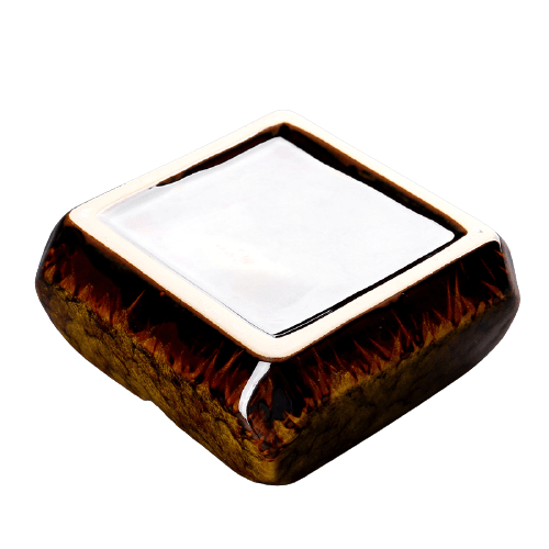 Square Glossy Ceramic Ashtray + Flameless Lighter (BROWNISH) - A&A Wonders