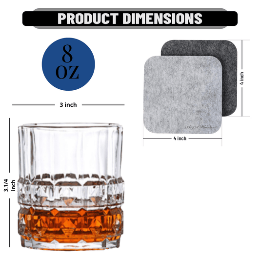 Whiskey Glasses 8oz Premium Scotch Glasses Set of 2 - Old Fashioned Whiskey - A&A Wonders